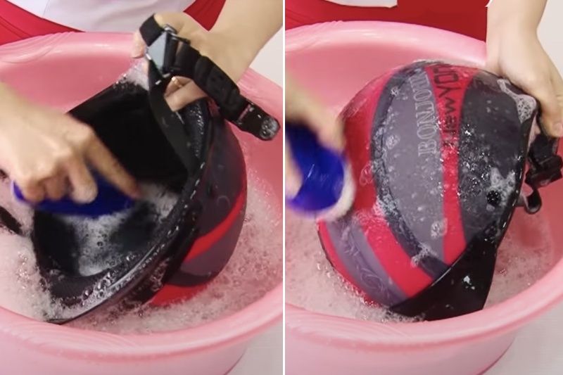 khử mùi hôi của nón bảo hiểm không thể tháo rời bằng cách vệ sinh nón